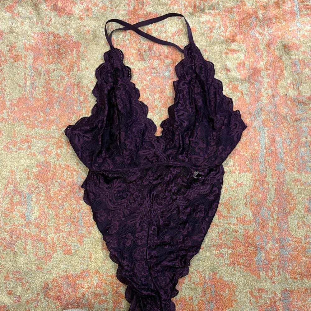 Elegant Purple Lace Bodysuit